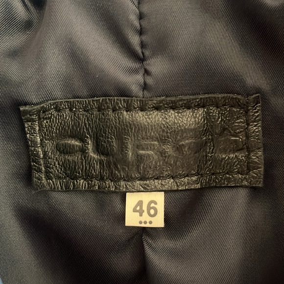 Italian Womans Blue Leather‎ Zip Up Jacket Made by CURGÈ size LG EU 46 NWT W7 - Picture 4 of 8